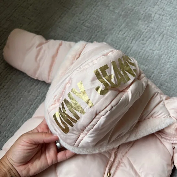DKNY Soft Blush Pink Baby Snowsuit